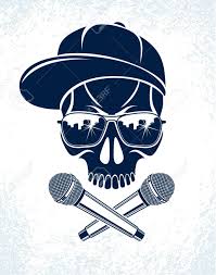 Hip Hop Music Vector Logo Or Label With Wicked Skull And Two.. Royalty Free Cliparts, Vectors, And Stock Illustration. Image 124050121.