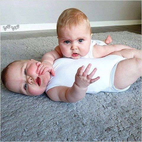 عکس بچه خوشگل در حال دعوا کردن in 2020 | Twin humor, Funny babies, Twin babies